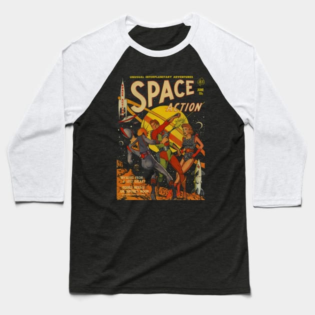 Space Action Baseball T-Shirt by kg07_shirts